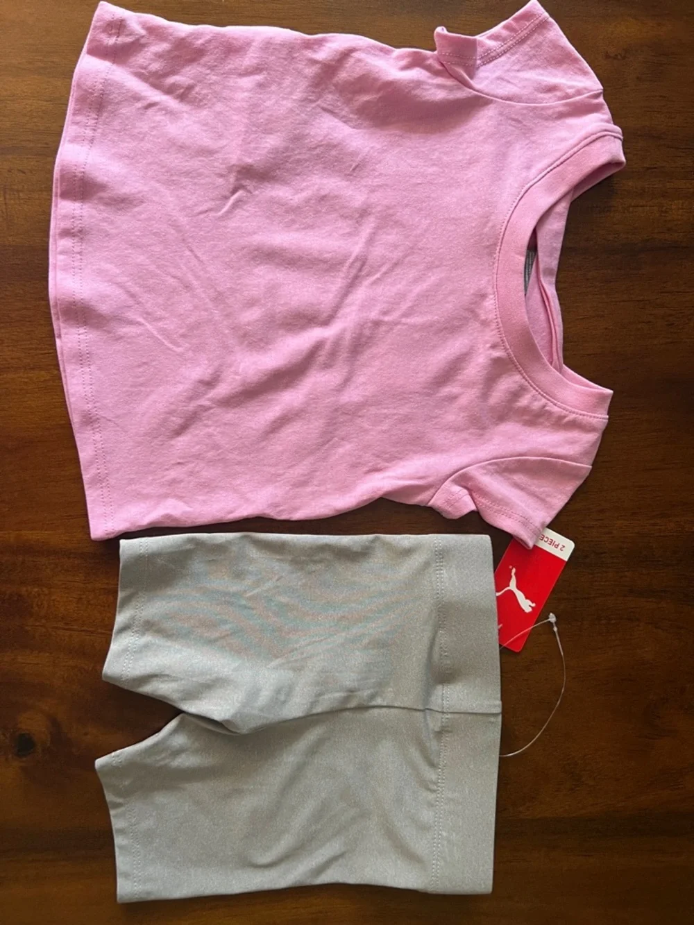 Puma Pink Graphic Tee with Gray Shorts Set - Picture 4 of 4